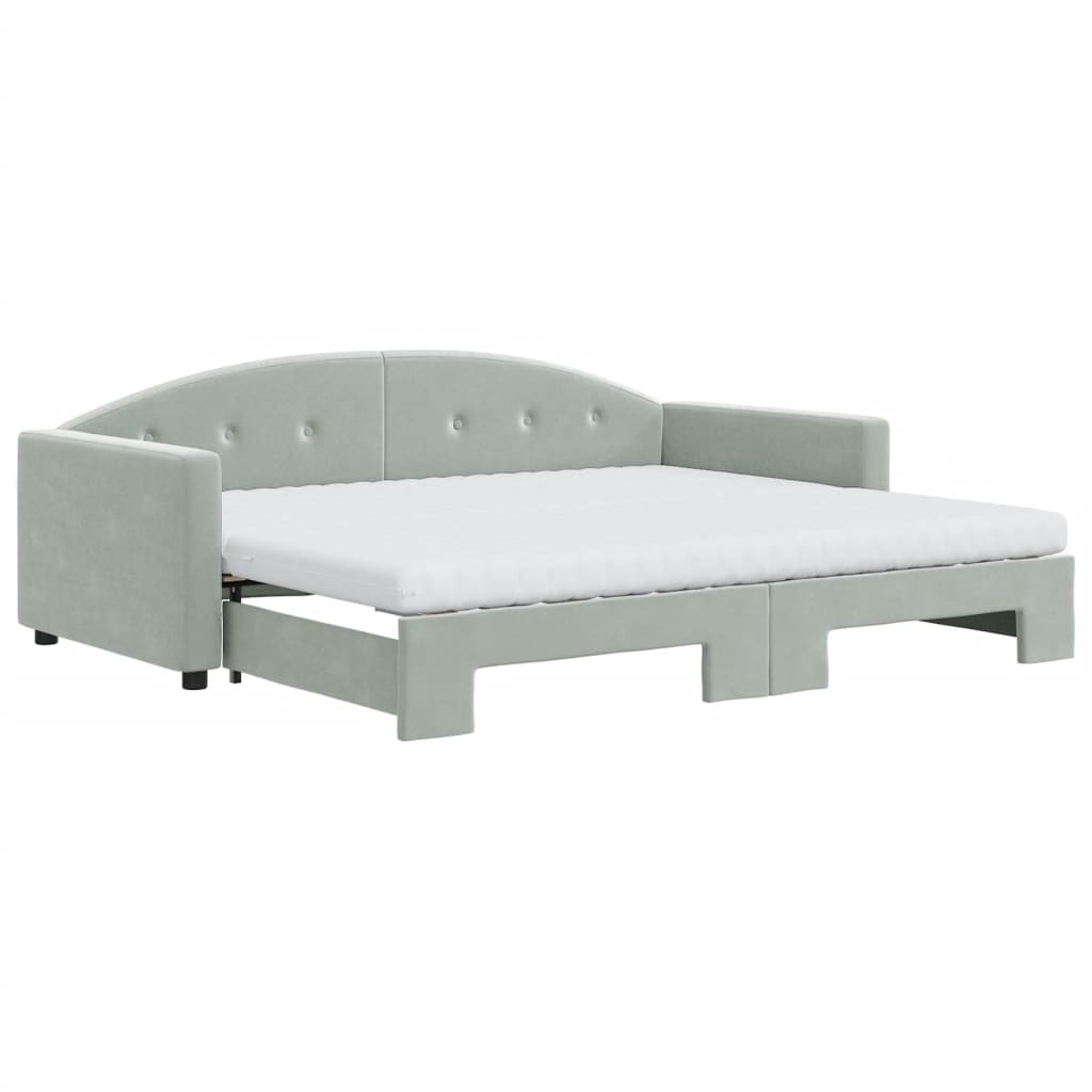 vidaXL Sofá cama nido con colchón terciopelo gris claro 90x200 cm