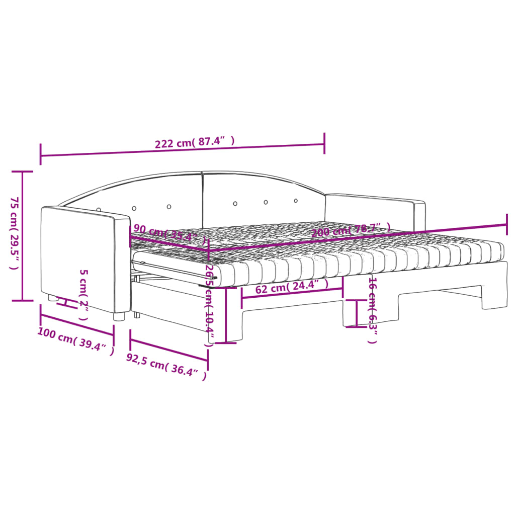 vidaXL Sofá cama nido con colchón terciopelo gris claro 90x200 cm