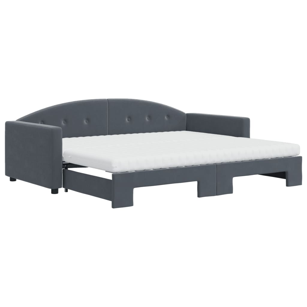 vidaXL Sofá cama nido con colchón terciopelo gris oscuro 90x200 cm