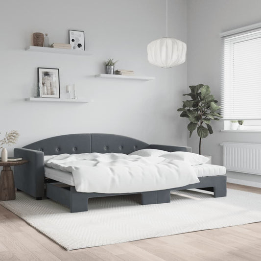 vidaXL Sofá cama nido con colchón terciopelo gris oscuro 90x200 cm