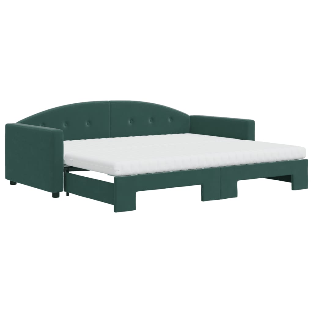 vidaXL Sofá cama nido con colchón terciopelo verde oscuro 90x200 cm