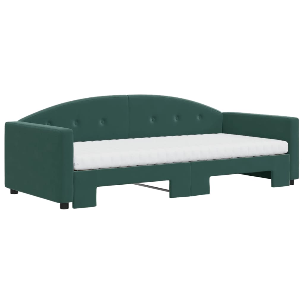 vidaXL Sofá cama nido con colchón terciopelo verde oscuro 90x200 cm