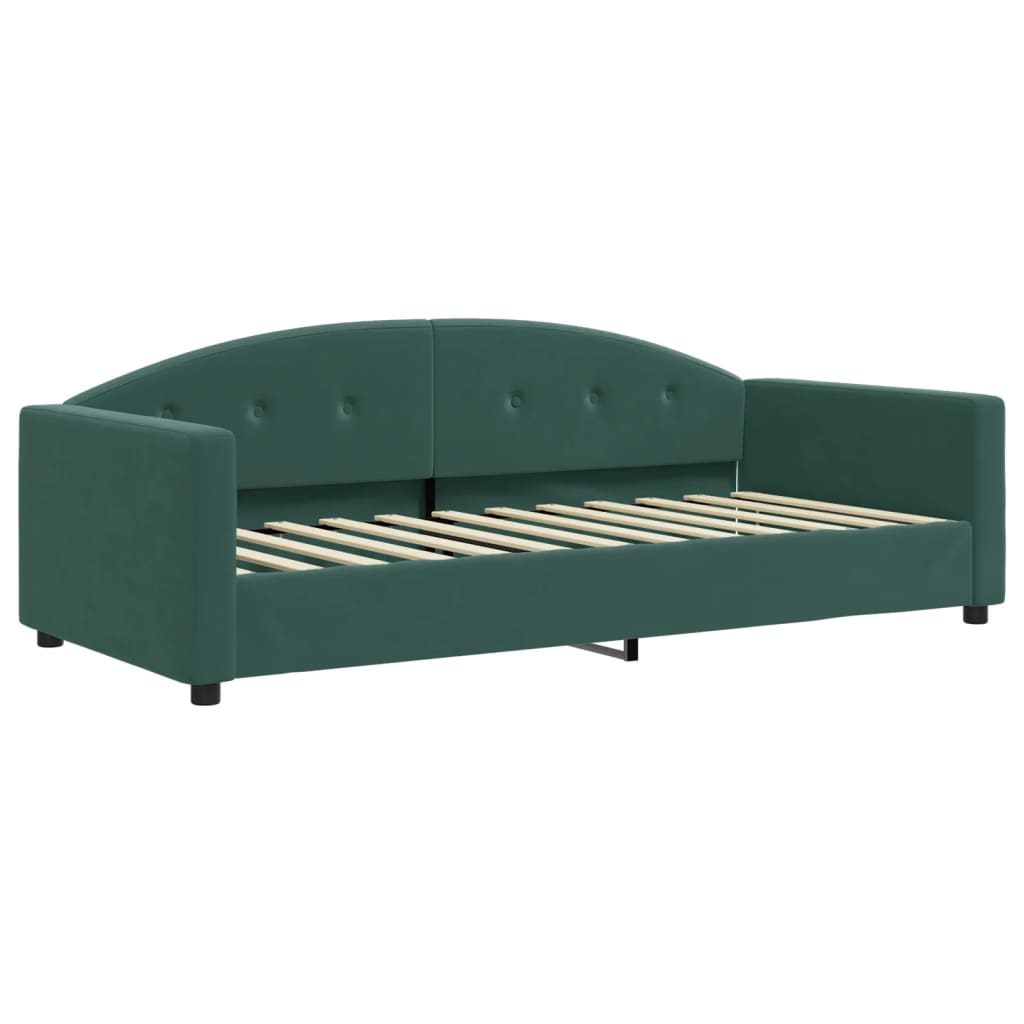 vidaXL Sofá cama nido con colchón terciopelo verde oscuro 90x200 cm