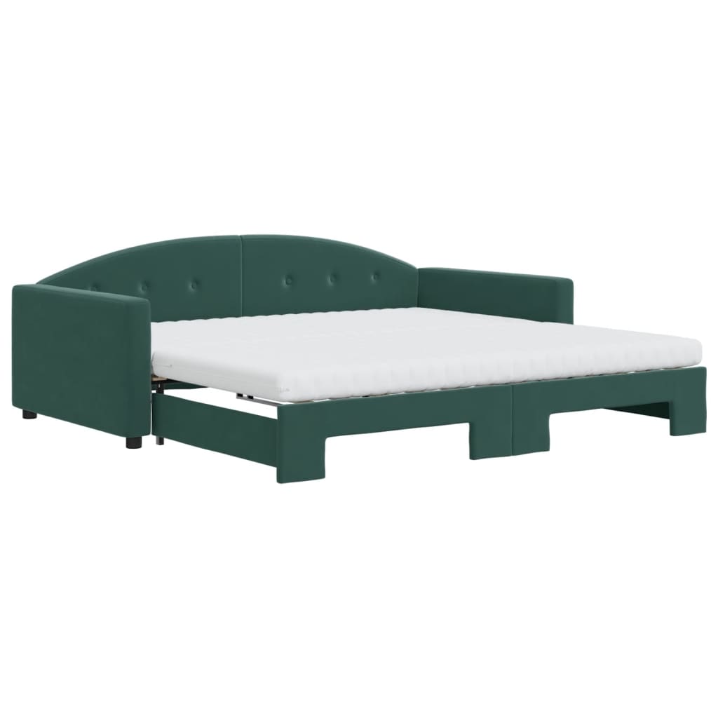 vidaXL Sofá cama nido con colchón terciopelo verde oscuro 100x200 cm