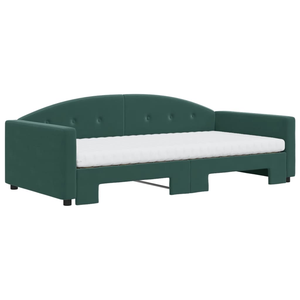 vidaXL Sofá cama nido con colchón terciopelo verde oscuro 100x200 cm