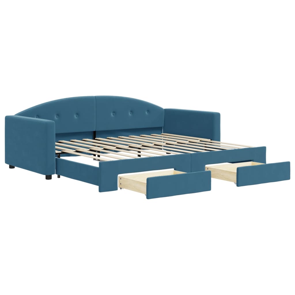 vidaXL Sofá cama nido con cajones terciopelo azul 90x200 cm