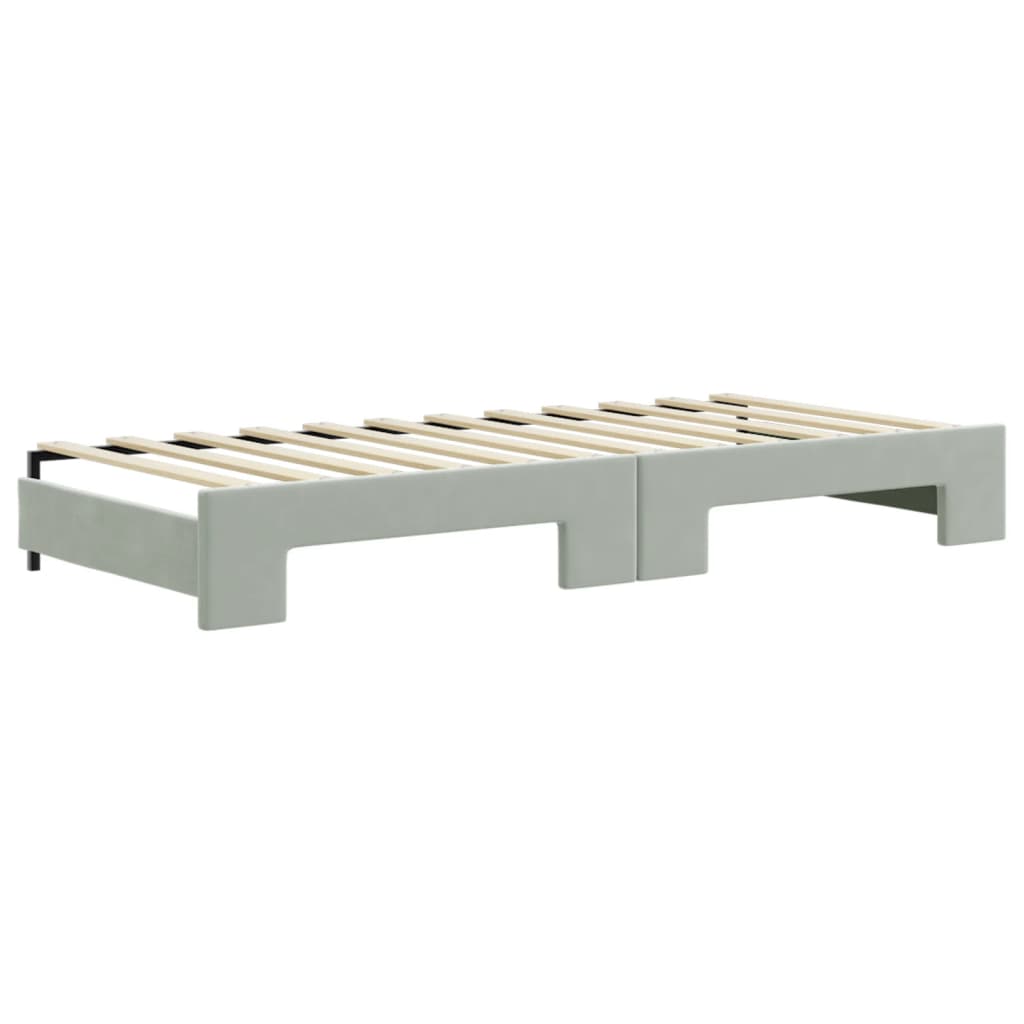 vidaXL Sofá cama nido con cajones terciopelo gris claro 90x200 cm