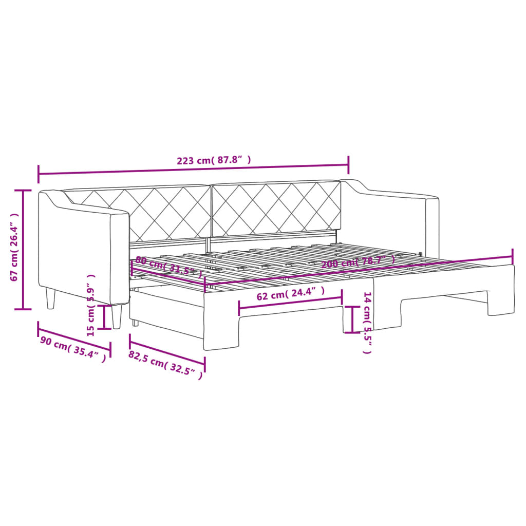 vidaXL Sofá cama nido tela gris claro 80x200 cm