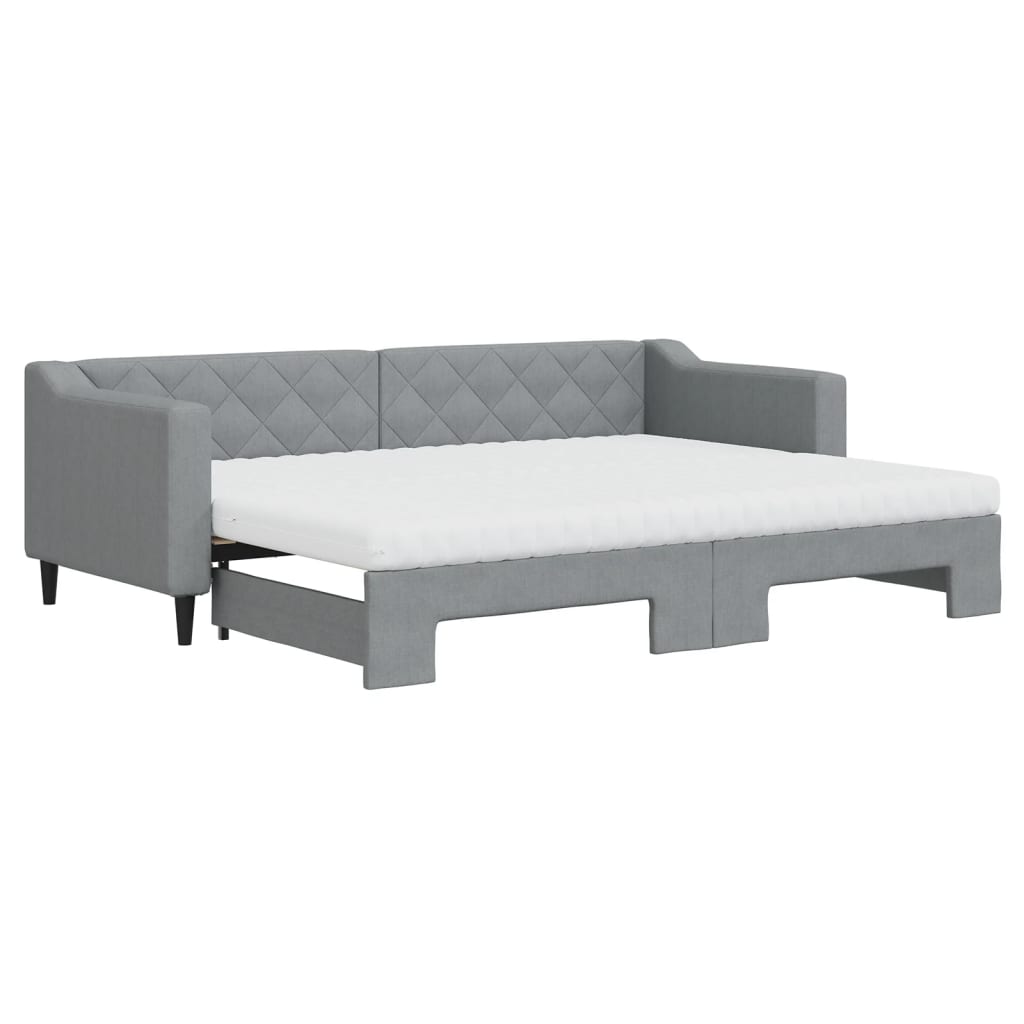 vidaXL Sofá cama nido con colchón tela gris claro 80x200 cm