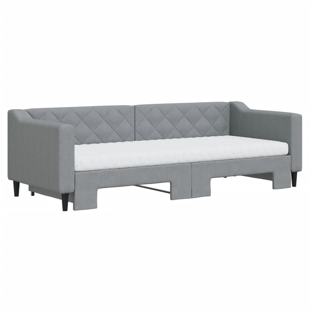 vidaXL Sofá cama nido con colchón tela gris claro 80x200 cm