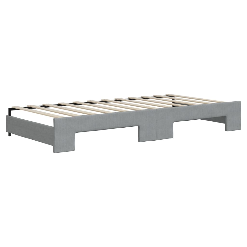 vidaXL Sofá cama nido con cajones tela gris claro 90x200 cm