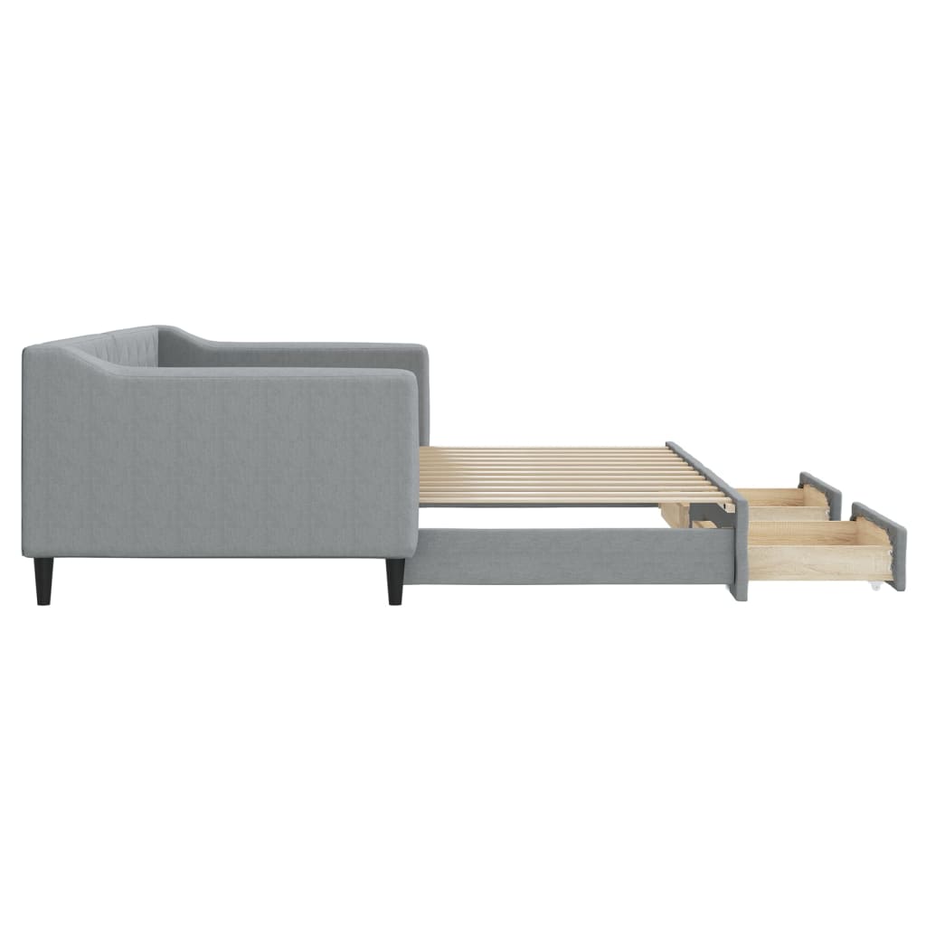 vidaXL Sofá cama nido con cajones tela gris claro 90x200 cm