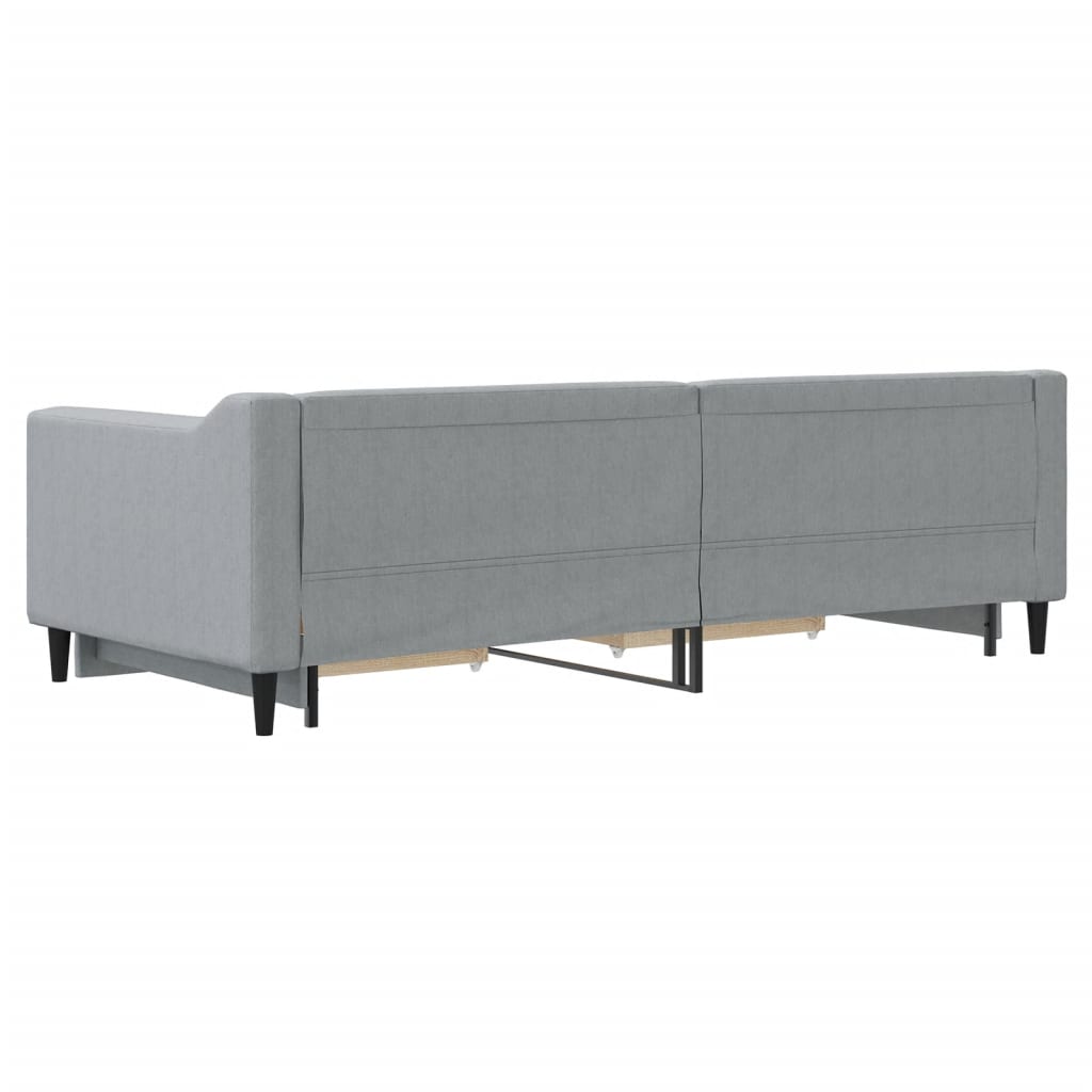 vidaXL Sofá cama nido con cajones tela gris claro 90x200 cm