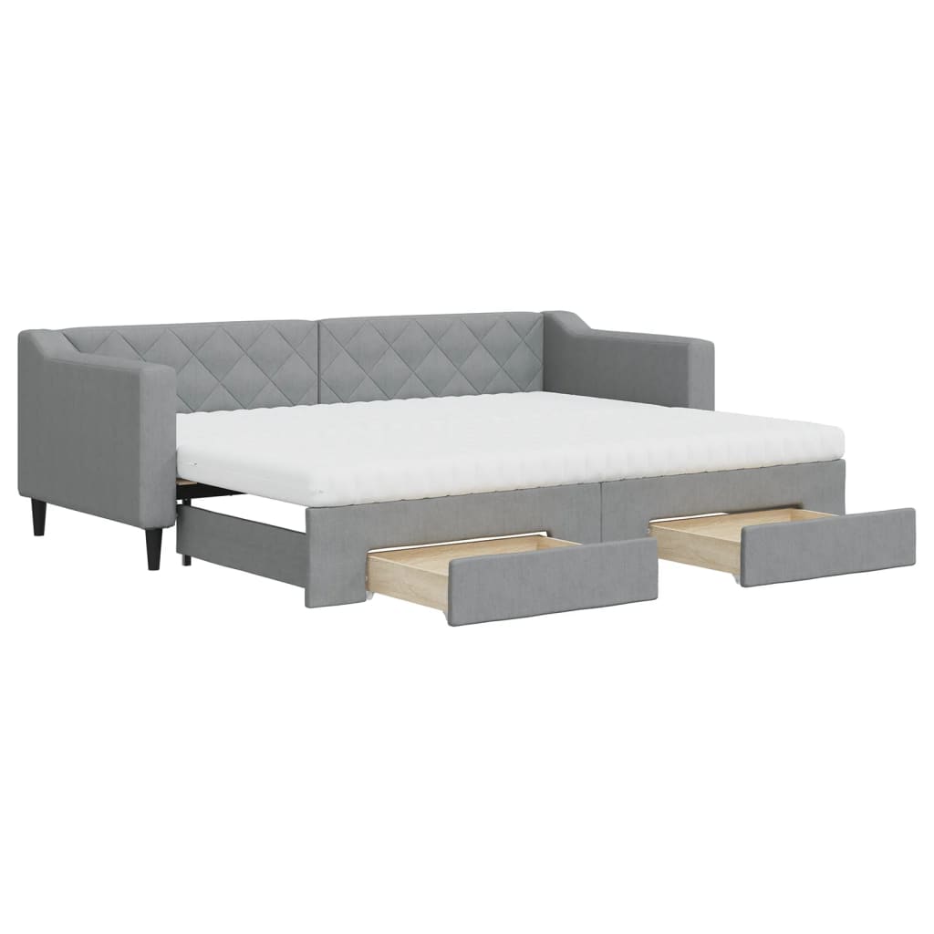 vidaXL Sofá cama nido con cajones tela gris claro 80x200 cm