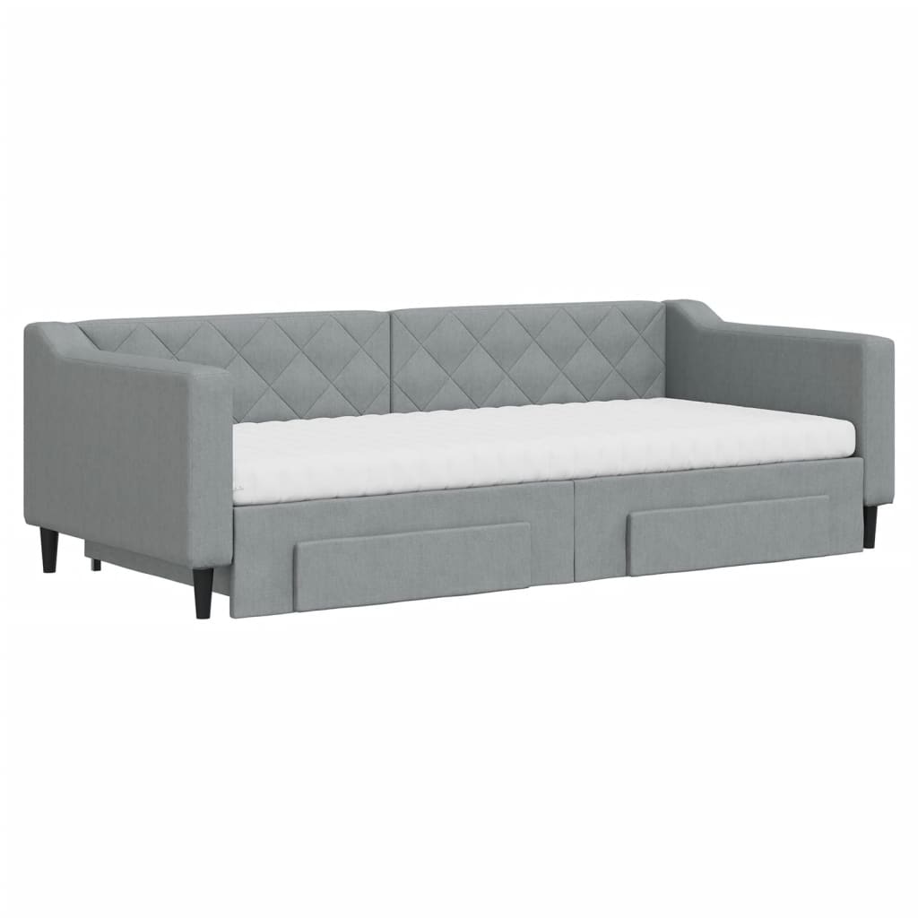 vidaXL Sofá cama nido con cajones tela gris claro 90x200 cm