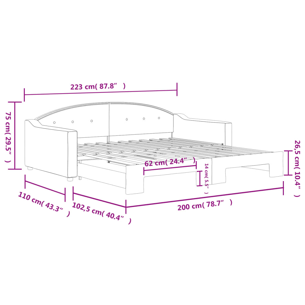 vidaXL Sofá cama nido tela crema 100x200 cm