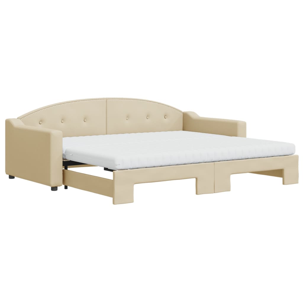 vidaXL Sofá cama nido con colchón tela crema 90x200 cm