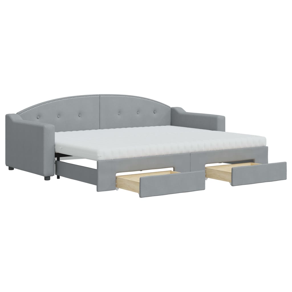 vidaXL Sofá cama nido con cajones tela gris claro 80x200 cm