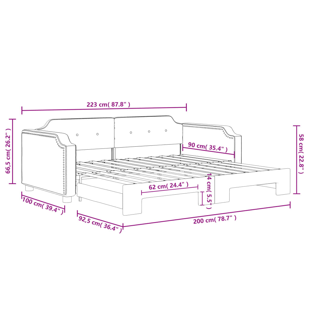 vidaXL Sofá cama nido tela gris claro 90x200 cm