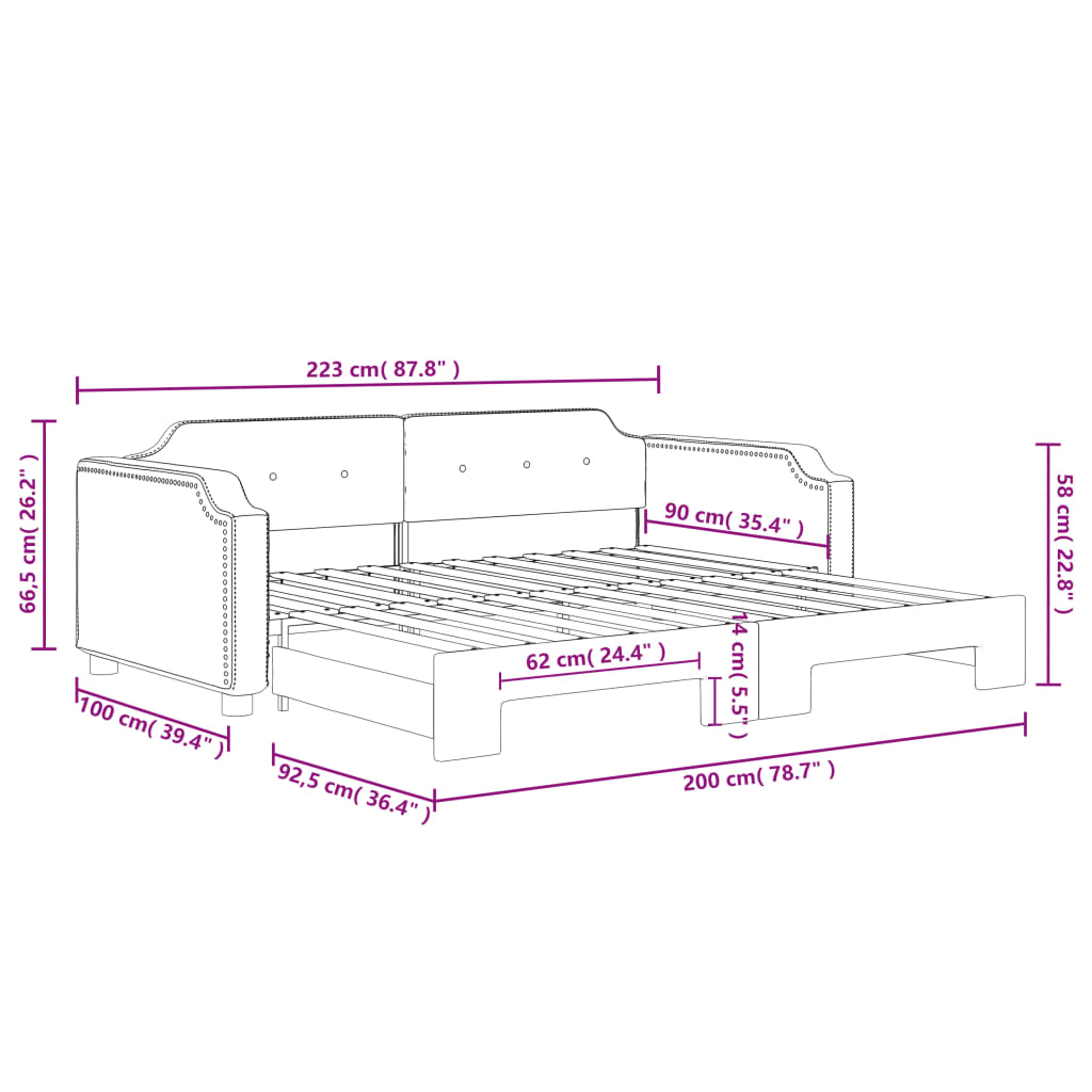 vidaXL Sofá cama nido tela gris oscuro 90x200 cm