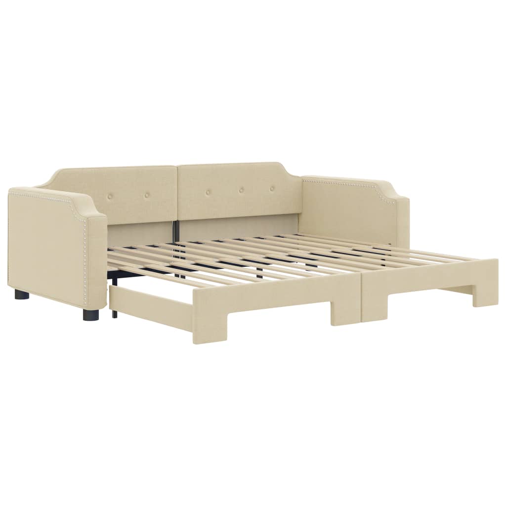 vidaXL Sofá cama nido tela crema 90x200 cm