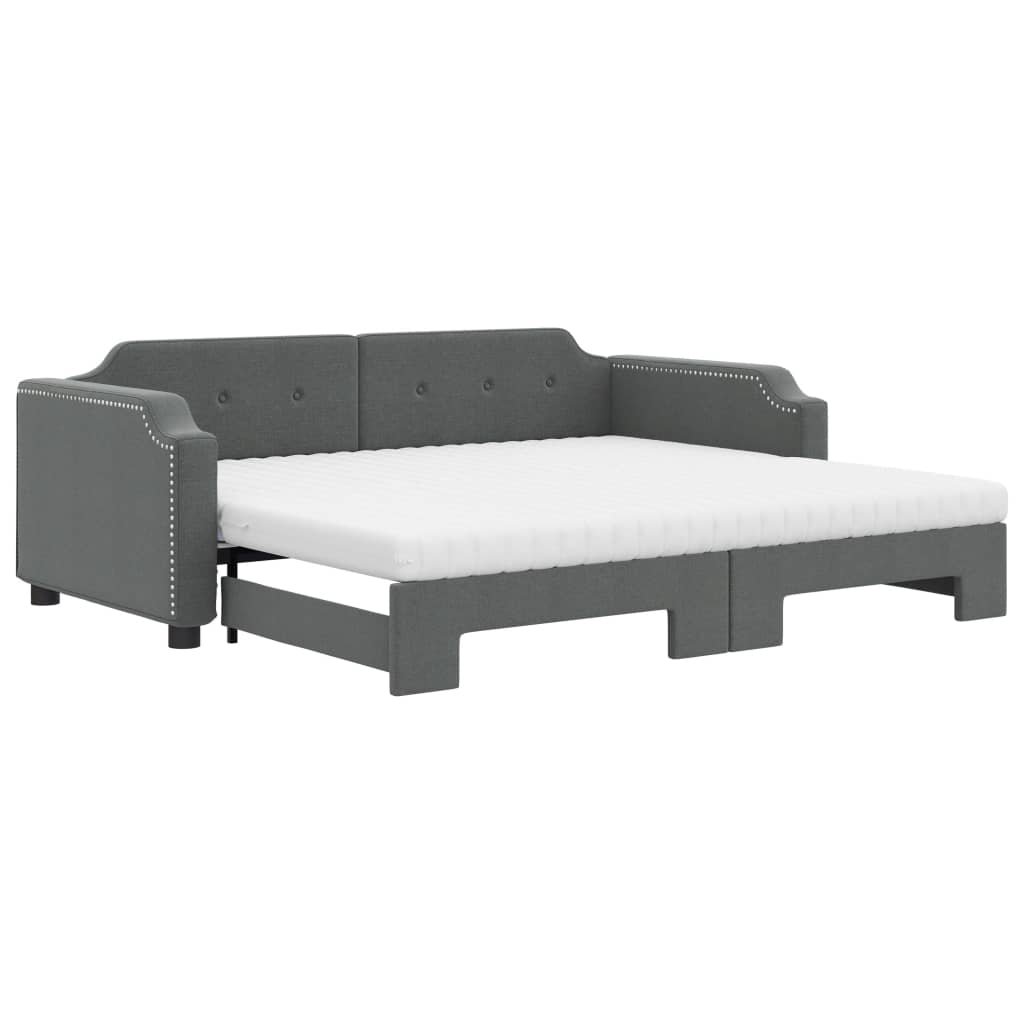 vidaXL Sofá cama nido con colchón tela gris oscuro 80x200 cm