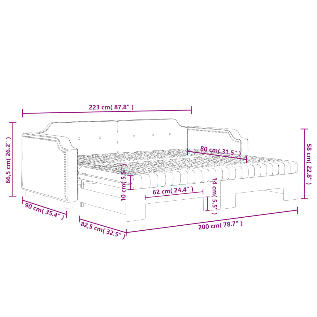 vidaXL Sofá cama nido con colchón tela gris oscuro 80x200 cm