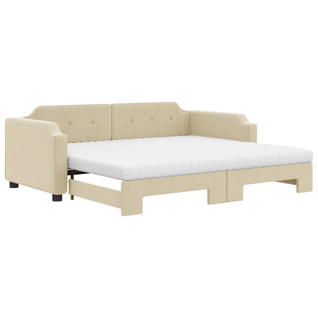 vidaXL Sofá cama nido con colchón tela crema 90x200 cm