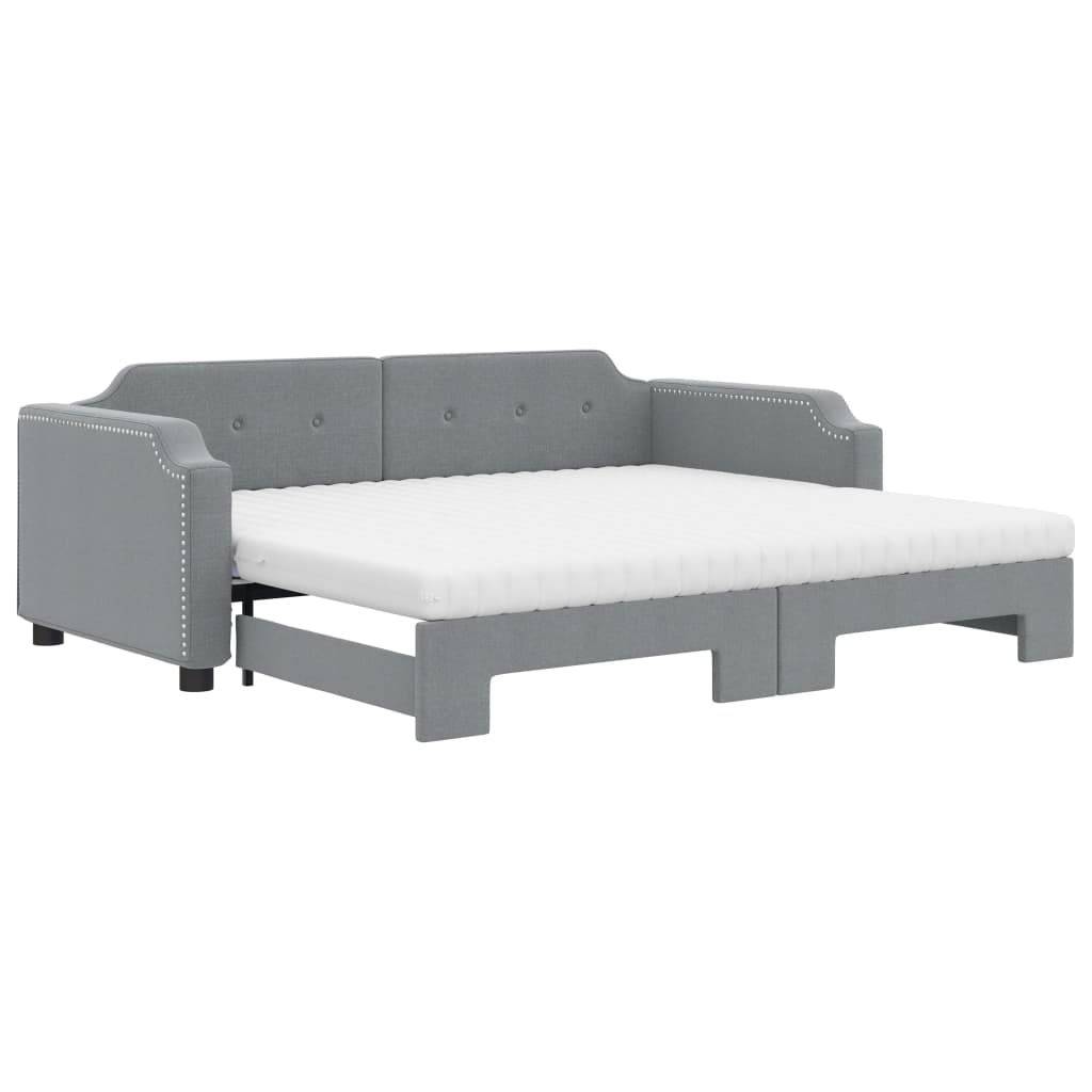 vidaXL Sofá cama nido con colchón tela gris claro 100x200 cm