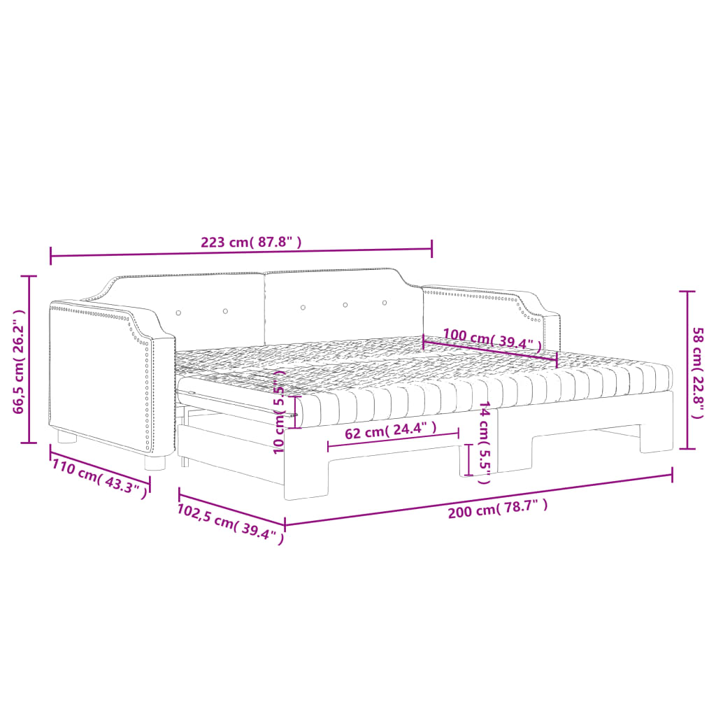 vidaXL Sofá cama nido con colchón tela gris claro 100x200 cm