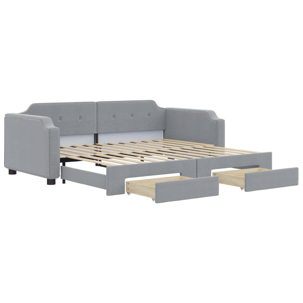 vidaXL Sofá cama nido con cajones tela gris claro 100x200 cm