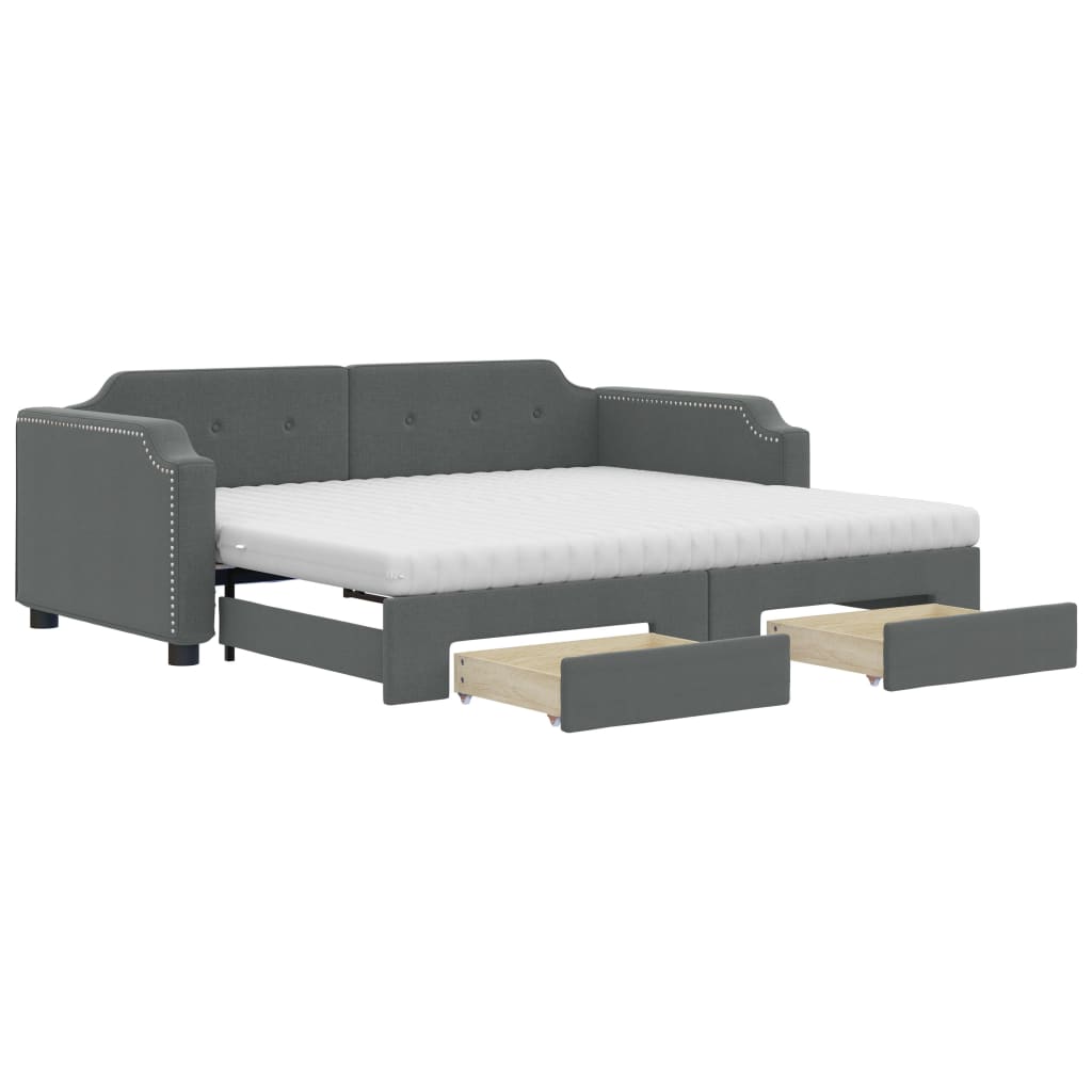 vidaXL Sofá cama nido con cajones tela gris oscuro 80x200 cm