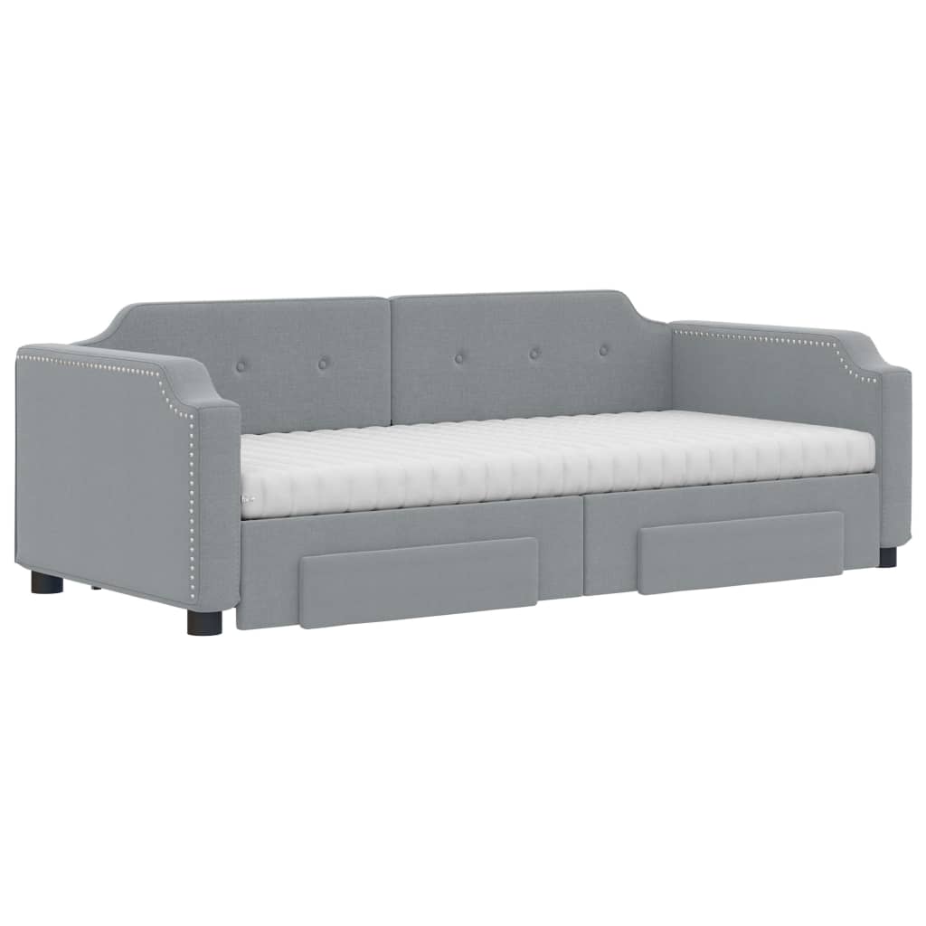 vidaXL Sofá cama nido con cajones tela gris claro 90x200 cm