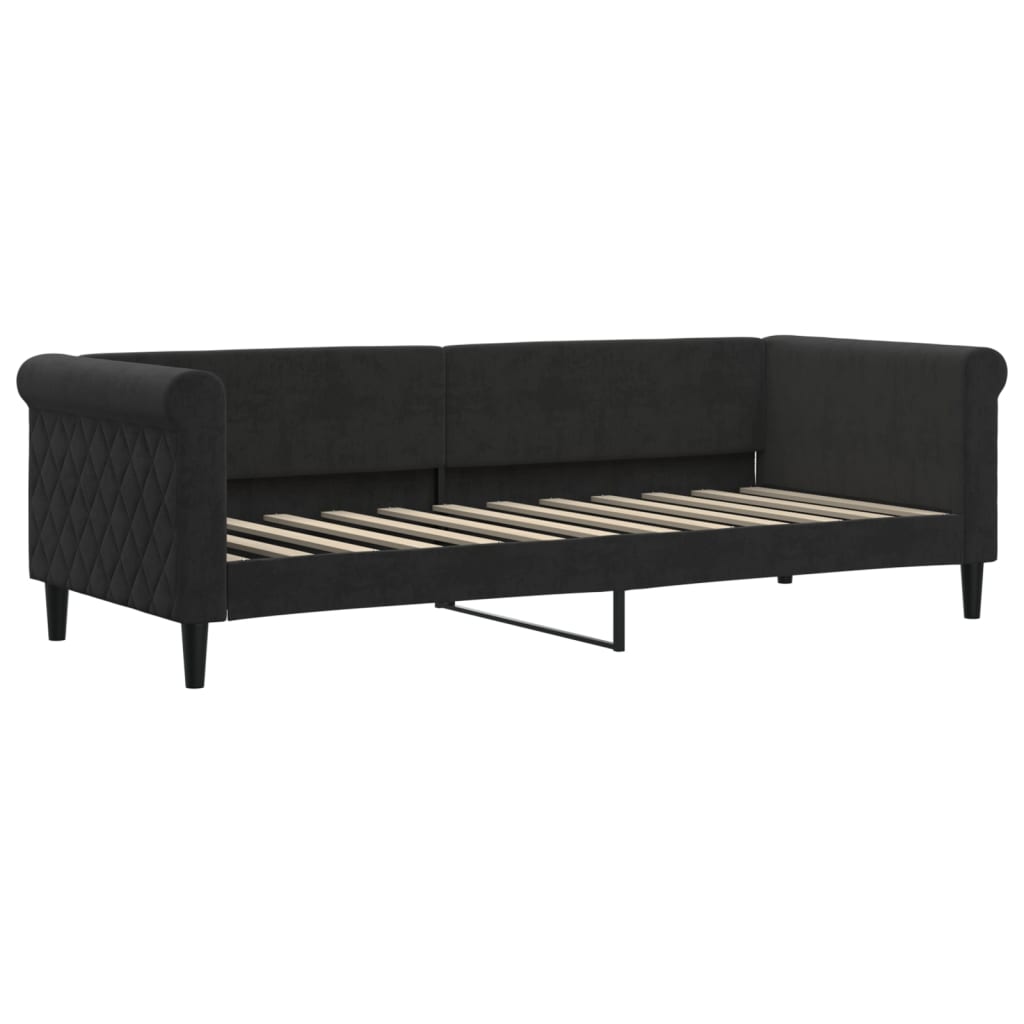 vidaXL Sofá cama con colchón terciopelo negro 80x200 cm