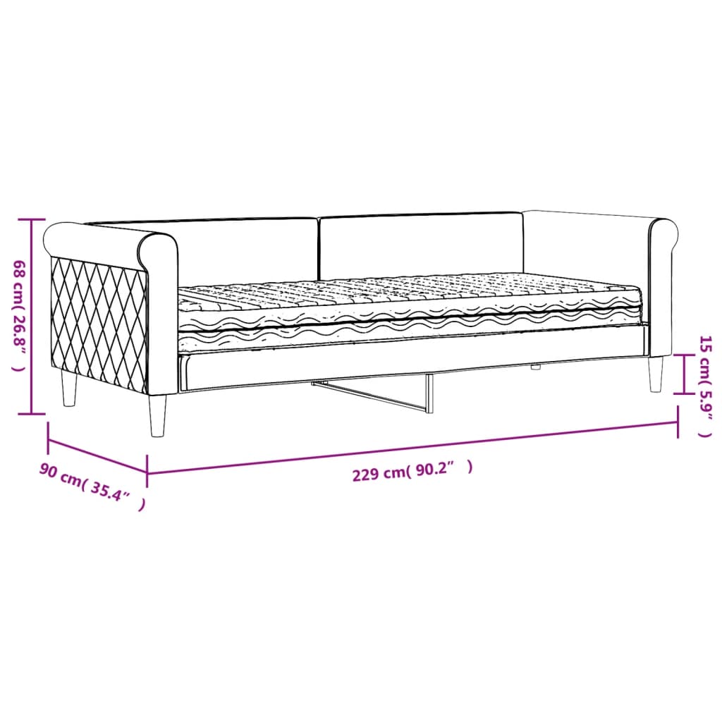 vidaXL Sofá cama con colchón terciopelo negro 80x200 cm