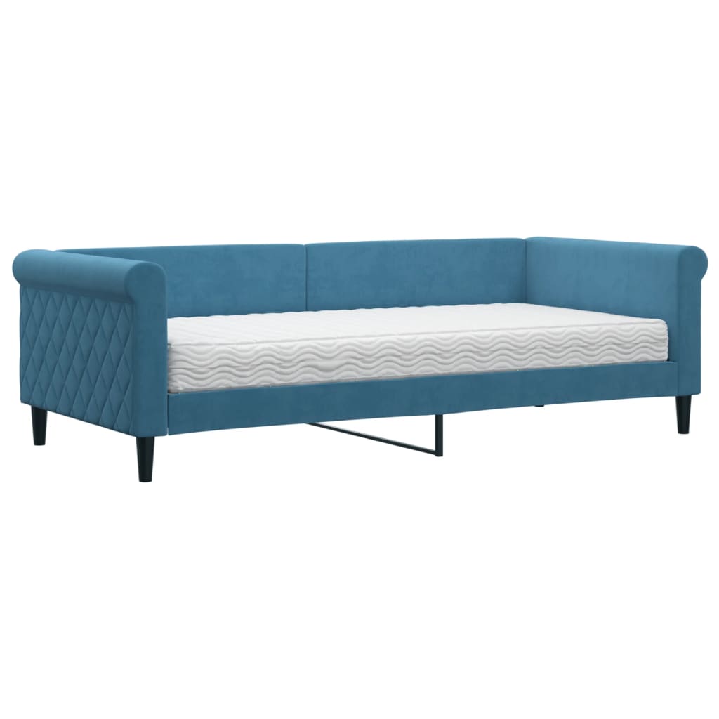 vidaXL Sofá cama con colchón terciopelo azul 90x200 cm