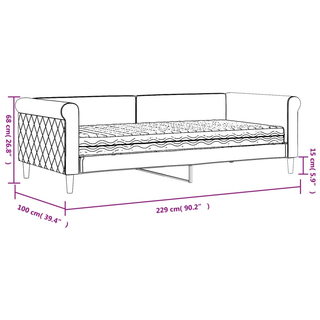 vidaXL Sofá cama con colchón terciopelo azul 90x200 cm