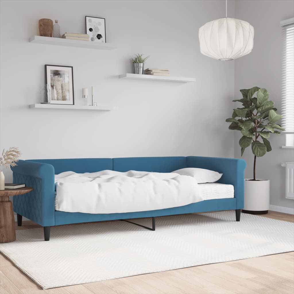 vidaXL Sofá cama con colchón terciopelo azul 90x200 cm