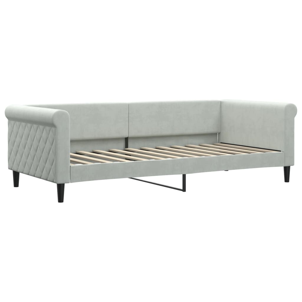 vidaXL Sofá cama con colchón terciopelo gris claro 90x200 cm