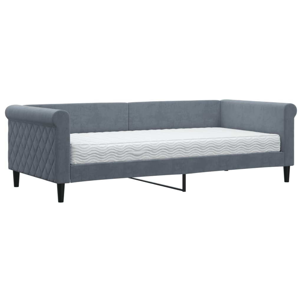 vidaXL Sofá cama con colchón terciopelo gris oscuro 90x200 cm