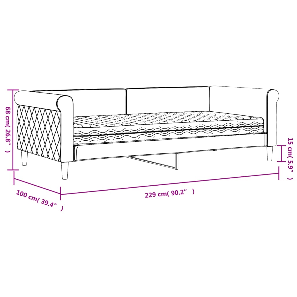 vidaXL Sofá cama con colchón terciopelo gris oscuro 90x200 cm