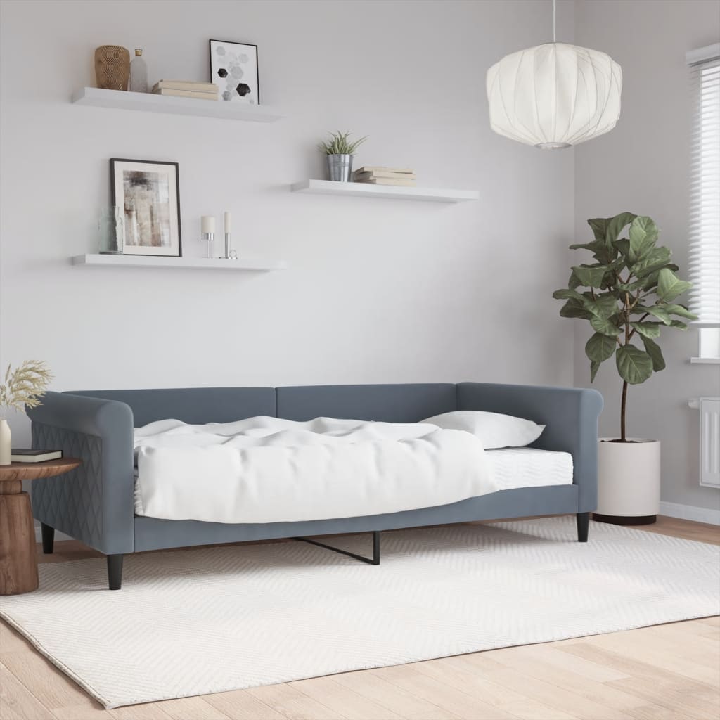 vidaXL Sofá cama con colchón terciopelo gris oscuro 90x200 cm