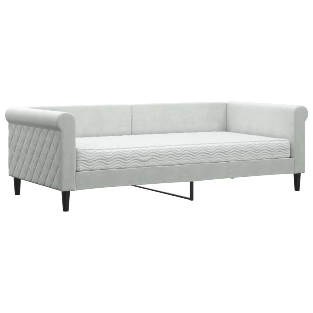 vidaXL Sofá cama con colchón terciopelo gris claro 90x190 cm