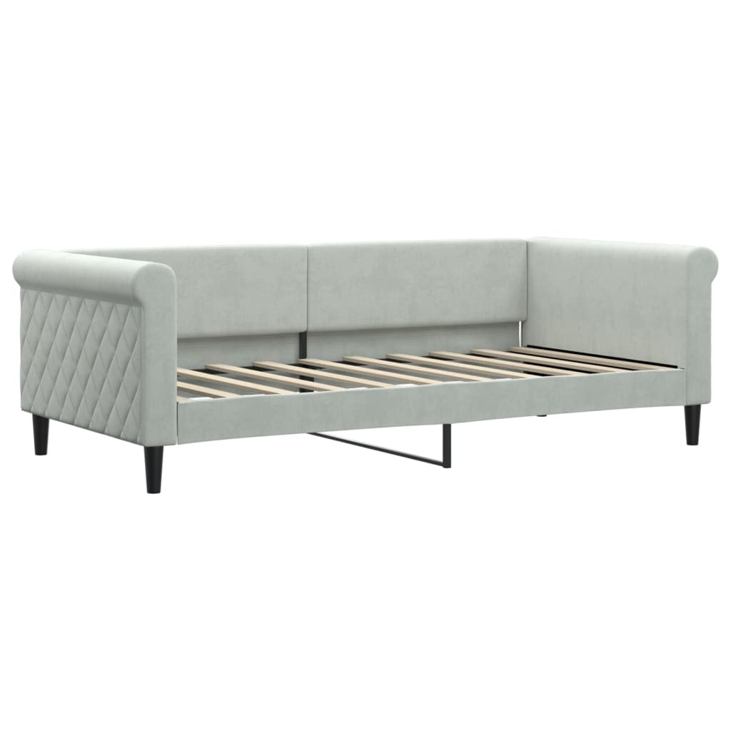 vidaXL Sofá cama con colchón terciopelo gris claro 90x190 cm