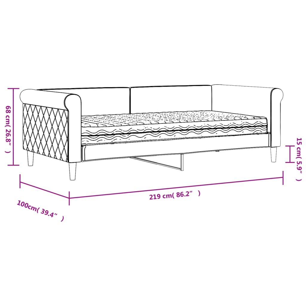 vidaXL Sofá cama con colchón terciopelo gris claro 90x190 cm