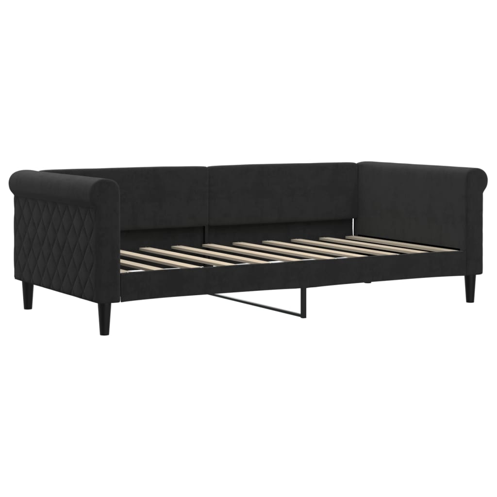 vidaXL Sofá cama con colchón terciopelo negro 90x190 cm