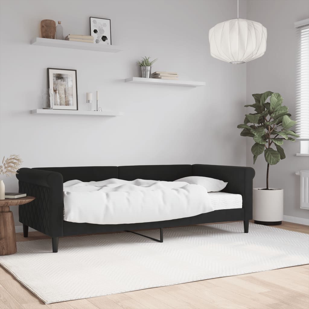 vidaXL Sofá cama con colchón terciopelo negro 90x190 cm