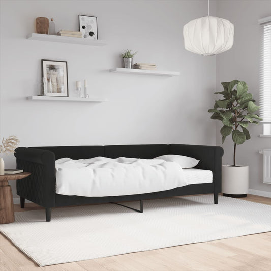 vidaXL Sofá cama con colchón terciopelo negro 90x190 cm