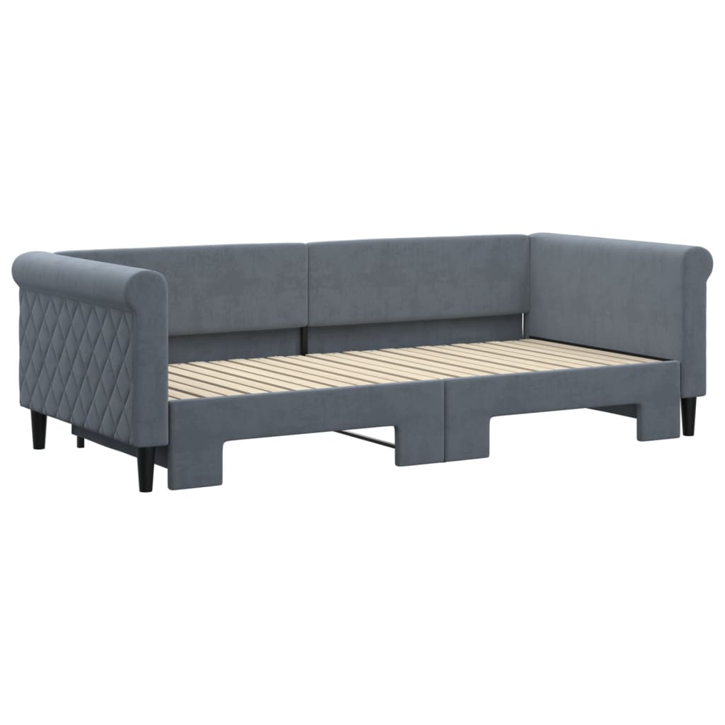 vidaXL Sofá cama nido terciopelo gris oscuro 90x200 cm