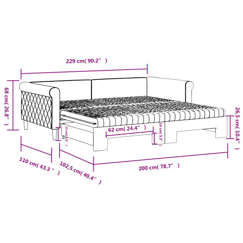 vidaXL Sofá cama nido con colchón terciopelo azul 100x200 cm